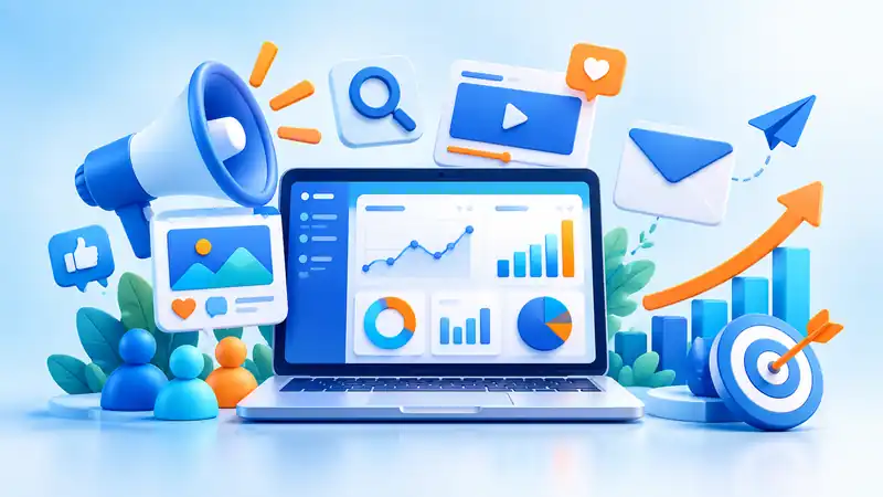 Digital marketing course illustration